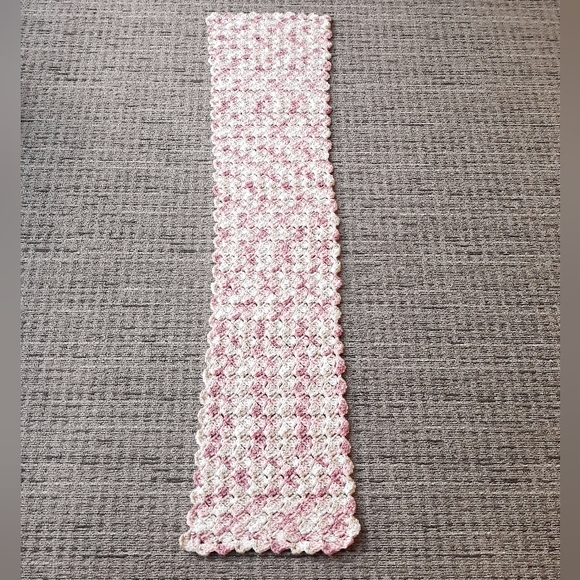 Handmade Crochet Afghan Pastel Yarn Table Runner 45" x 10" - Picture 8 of 11